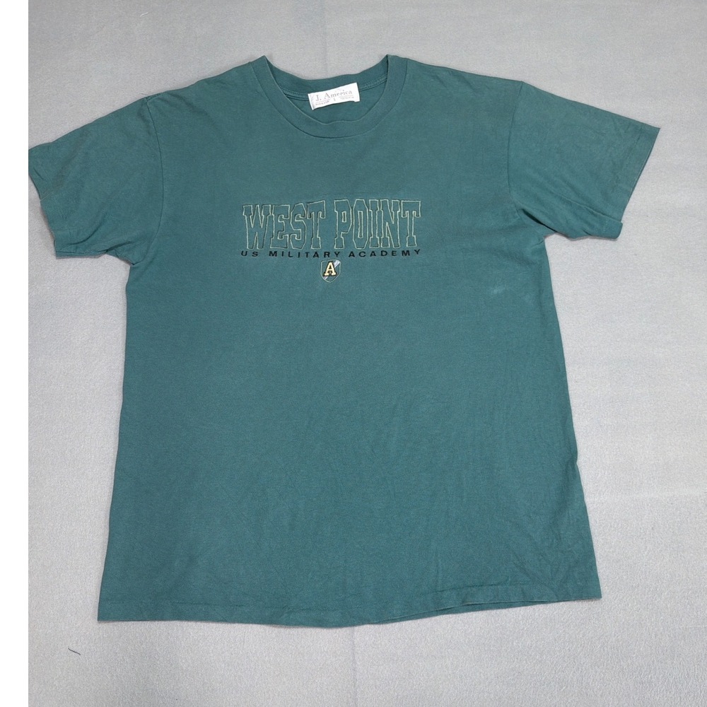 Vintage West Point US Military Academy T-Shirt J America Teal Mens L‎ USA Made